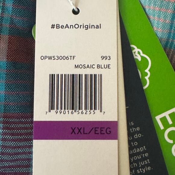 Penguin Men’s Button Down Shirt Blue Green Plaid Long Sleeve NWT Size 2XL - Picture 10 of 11